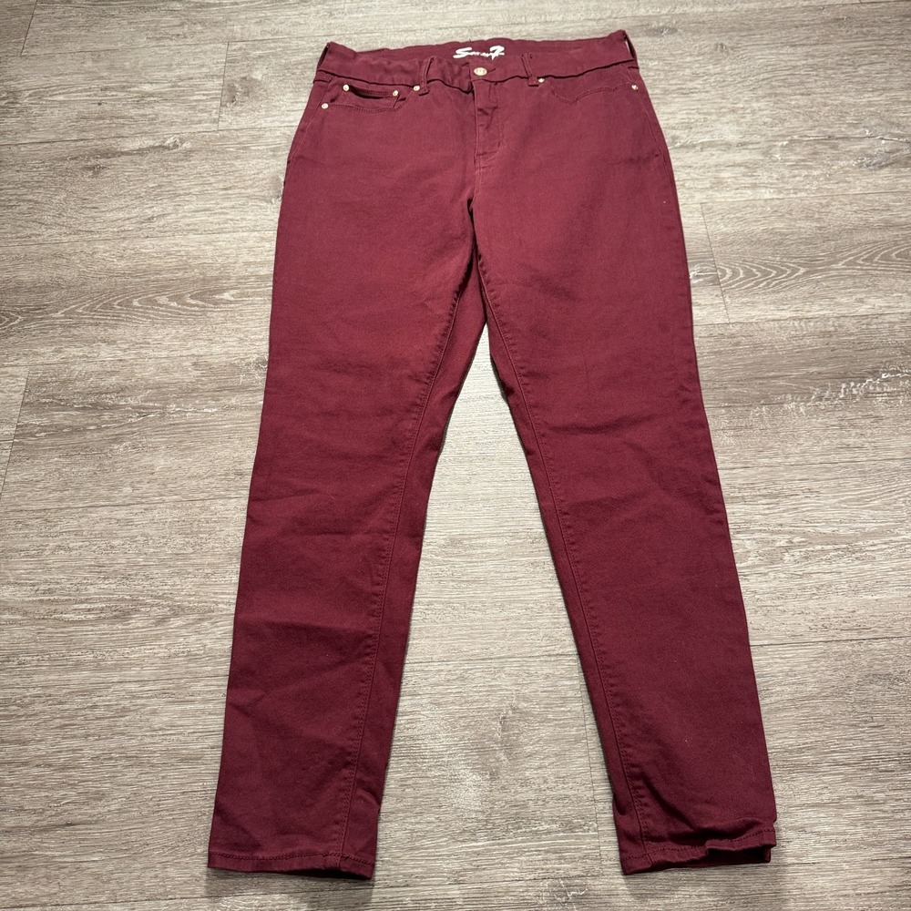 Seven7 Jeans Womens 16 Maroon Tummyless High Rise 34x29‎ Cotton Preppy Casual